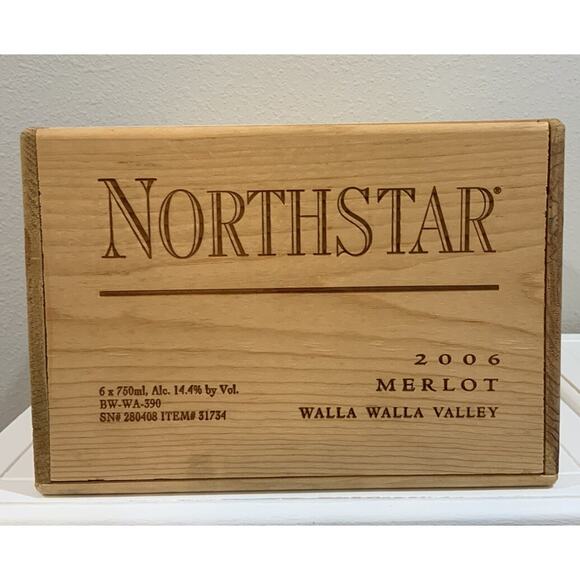 Northstar 2006 Merlot Wine Wood Display Case Storage Box Container 6 Bottle - Picture 7 of 13